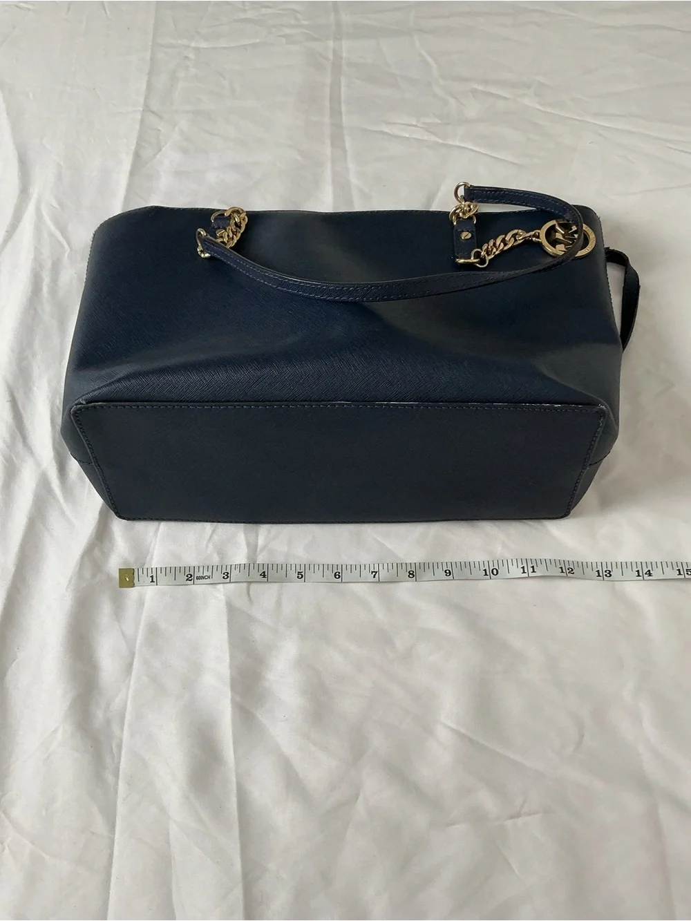 Michael Kors Navy Blue Saffiano Leather Chain Tote